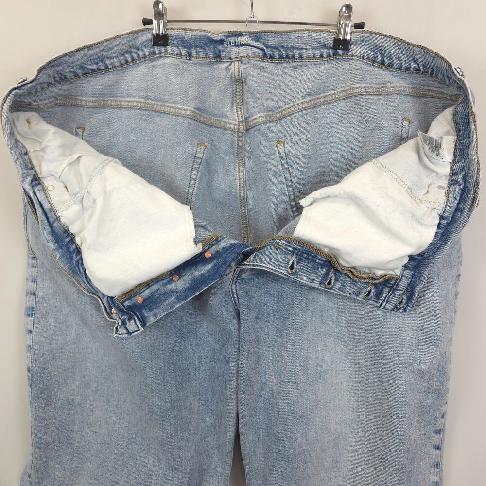 Old Navy Acid Wash Button Fly Jeans Raw Hem Women 29 High Rise Stretch Blue - Picture 10 of 11